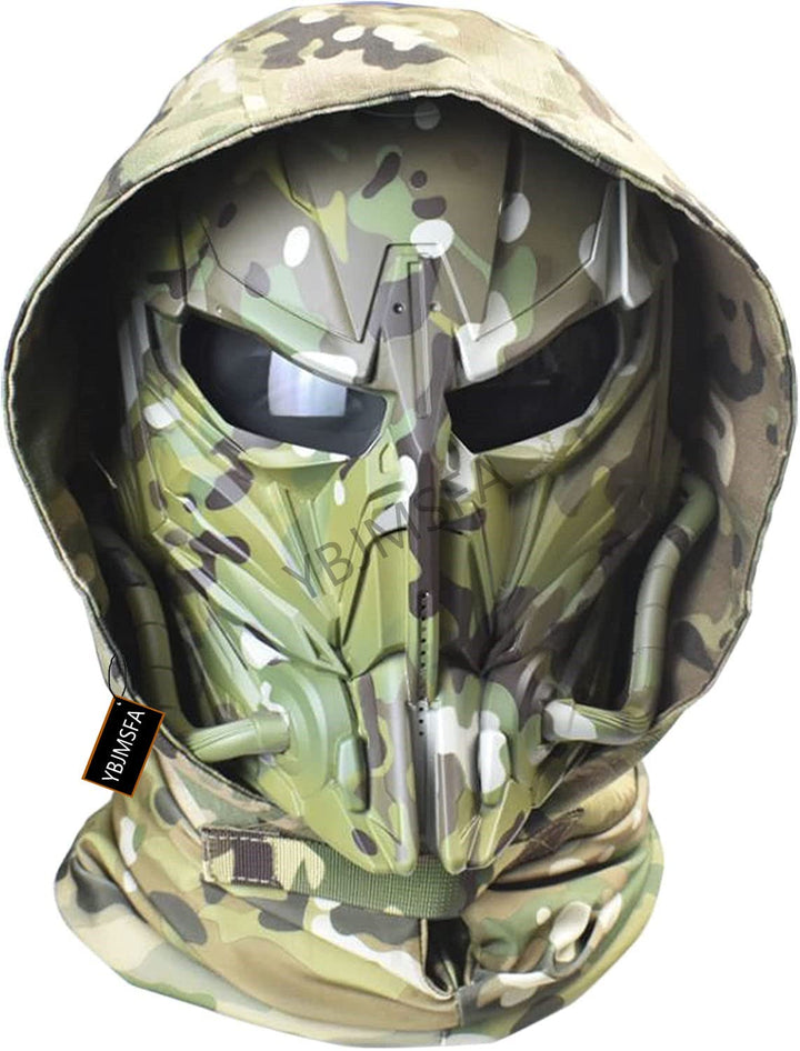 Für Outdoor-Sport, CS Cosplay, verstellbar, Vollgesichtsschutz, Airsoft-Schädelmaske mit Brille, Stu