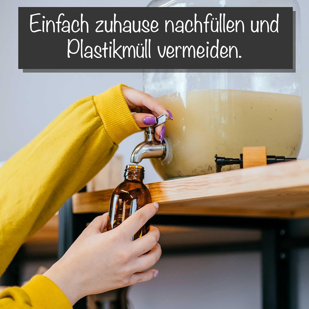 ALTGLAS Seifenspender 'Sarajevo' - Doppel Set Dusch Spender aus Klar Glas Flasche mit Silikon Unters
