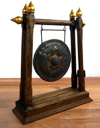 livasia Asiatischer Gong Bronzegong mit Holzhalterung und Schlegel (Handarbeit)