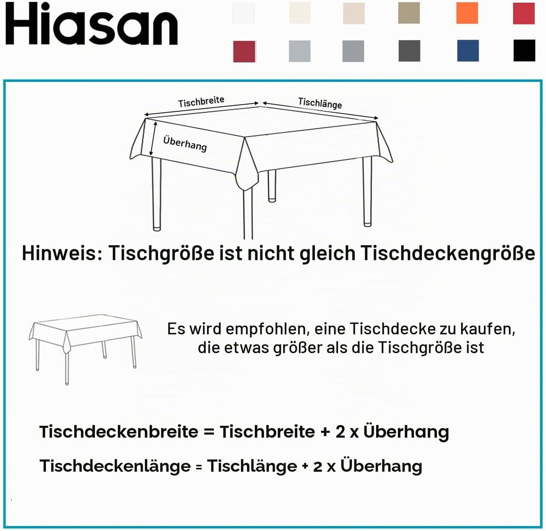 Hiasan Glatt Tischdecke Fleckenabweisend Tischtuch mit Lotuseffekt Leicht Wasserabweisend Tischwäsch