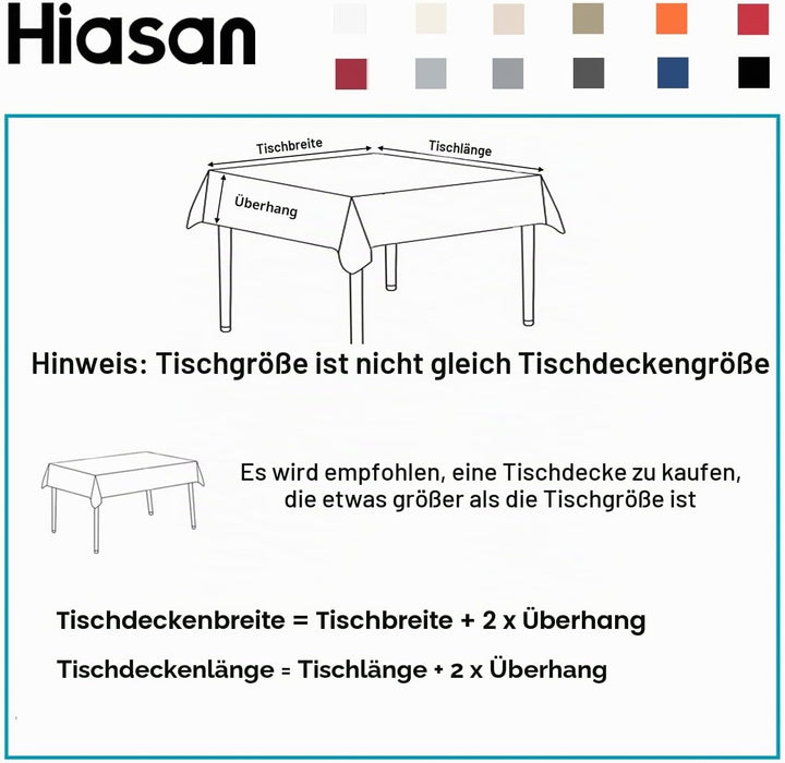Hiasan Glatt Tischdecke Fleckenabweisend Tischtuch mit Lotuseffekt Leicht Wasserabweisend Tischwäsch