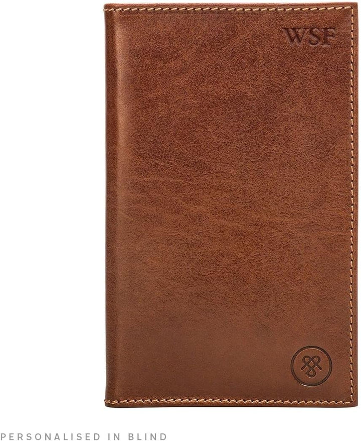 Maxwell Scott Hochwertiger Leder Golfkartenhalter Sestino in Cognac Braun, Cognac Braun
