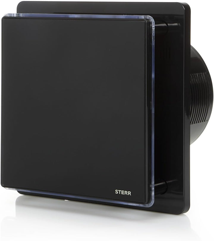 STERR Schwarzer Badlüfter 125 mm mit LED + HYGROSTAT - Badezimmerventilator - Glasfront - Modernes A