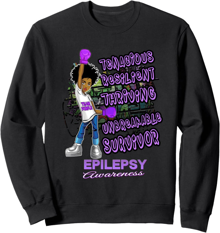 Epilepsy Awareness Melanin Black Women Unbreakable Warrior Sweatshirt