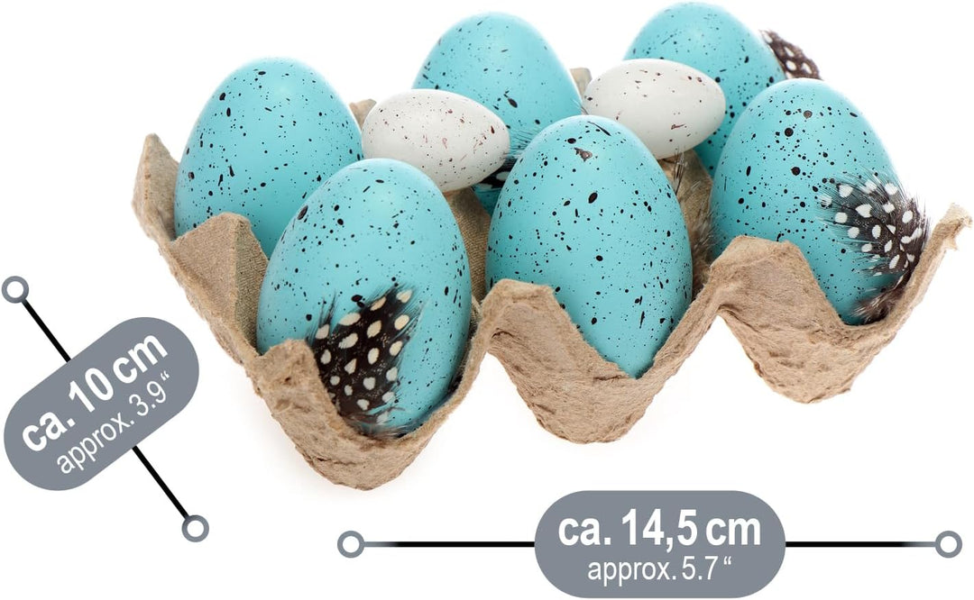 COM-FOUR® 24x Ostereier als Osterdekoration im Eierkarton - Deko-Ostereier mit natürlich wirkender M