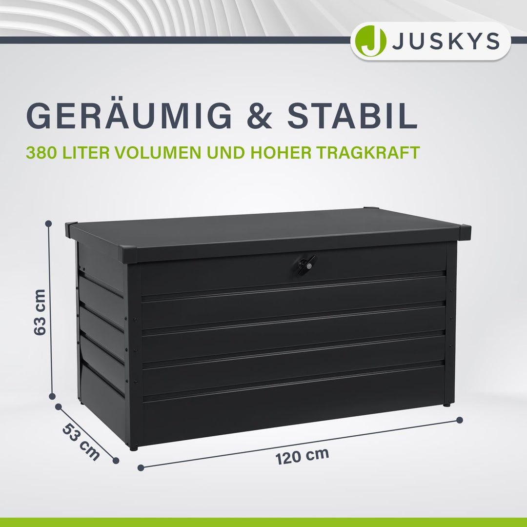 Juskys Metall Aufbewahrungsbox Limani 380 Liter - Outdoor Box - wasserdicht, abschliessbar - Gartenb