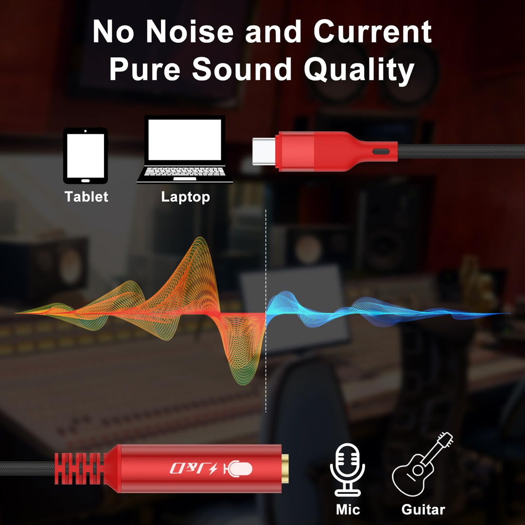 J&D USB Type C zu 1/4 TS Audio Aufnahme Adapter, USB C zu 6,35 mm TS Buchse Gitarrenkabel, Mikrofonk
