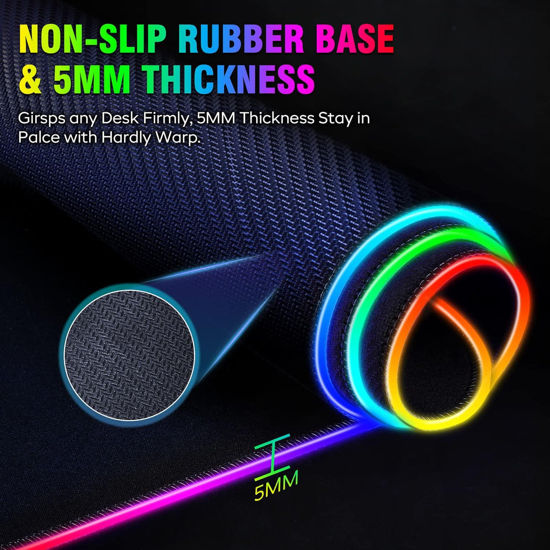Gimars Gaming Mauspad, 12 LED Beleuchtungsmodi RGB Mousepad XXL, 800x300x5mm, Gross Desk Mat Gaming