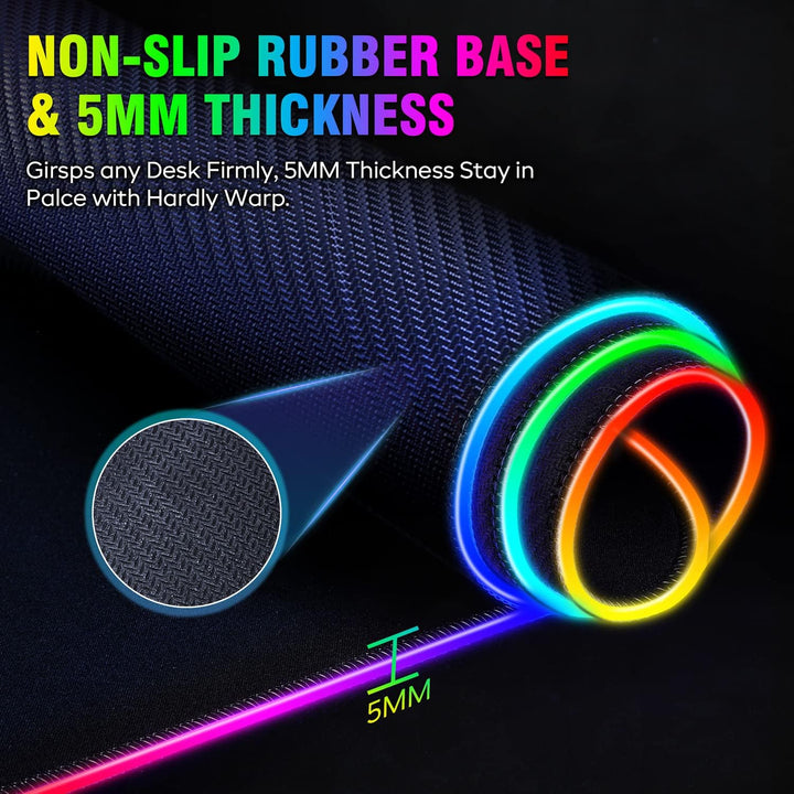 Gimars Gaming Mauspad, 12 LED Beleuchtungsmodi RGB Mousepad XXL, 800x300x5mm, Gross Desk Mat Gaming