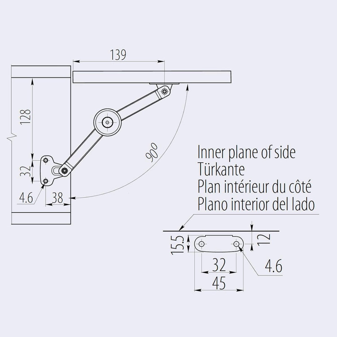 4 x SO-TECH® Klappenbeschlag 75-100° Truhenbeschlag Klappenhalter für Holz oder Alurahmen 4 Stück, 4