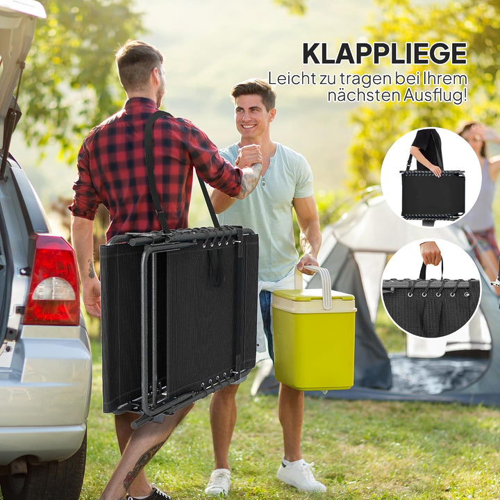 Outsunny Sonnenliege klappbar Gartenliege mit Kopfkissen, Liegestuhl mit 5-Fach verstellbare Rückenl