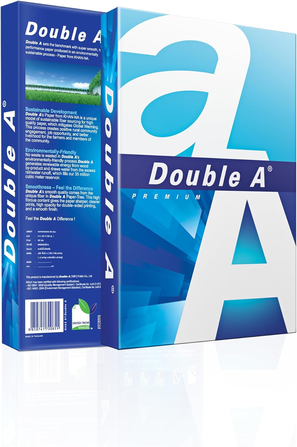 Double A 10330057933 Papier, 250 Blatt, DIN A4, 80 g/qm, 2500 Karton, weiss Single, Single