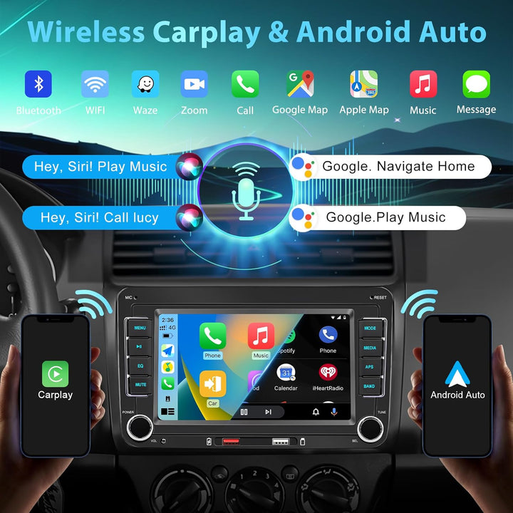 Bluetooth Autoradio mit Wireless CarPlay & Android Auto,für VW Golf 5/6,Passat,Skoda,Polo,T5,Jetta,T