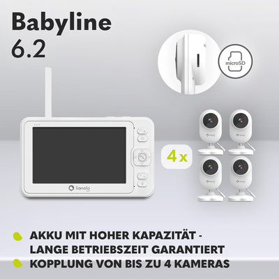 Lionelo Babyline 6.2 Elektronisches Kindermädchen Full HD 5” Innenüberwachung, Reichweite 200m, Bidi