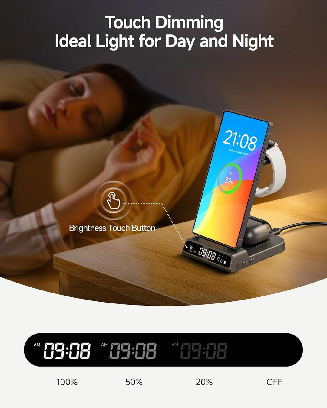 Induktive Ladestation für Samsung S25 Ultra, 3 in 1 Kabelloses Ladestation für Galaxy S25/S24/S23/Z