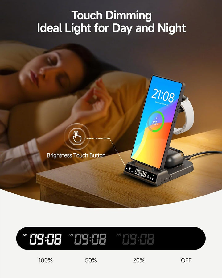 Induktive Ladestation für Samsung S25 Ultra, 3 in 1 Kabelloses Ladestation für Galaxy S25/S24/S23/Z