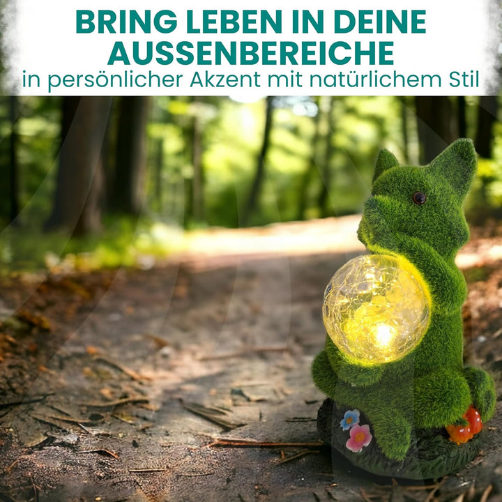 TIN DREAMS FACTORY Garten Solarlampen für Aussen, Gartenzwerg Figuren, Fuchs Gartendeko für Draussen