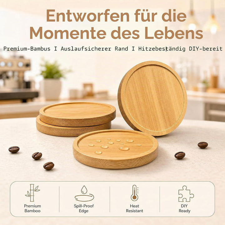 12 Stück Untersetzer Holz, Round Holzuntersetzer Kerzenuntersetzer für Getränke Teetassen Gläser Ker