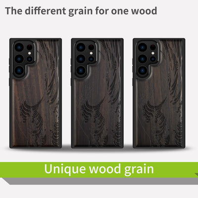 Carveit Handyhülle für Galaxy S22 Ultra Case [Holz und TPU Silikon Hybrid hülle] Stossstange handyhü