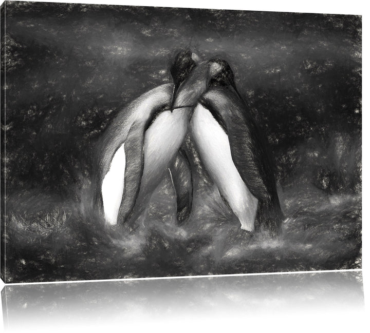 Pinguine in der Antarktis als Leinwandbild/Grösse: 100x70 cm/Wandbild/Kunstdruck/fertig bespannt, 10