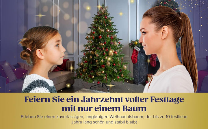 EveXmas- Adele Grün- 185 cm- 100% Spritzguss - Künstlicher Weihnachtsbaum wie EIN echter - Tannenzwe