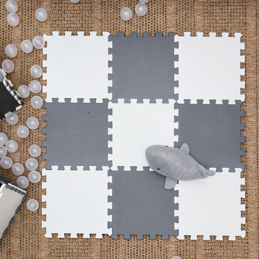 LittleTom Spielmatte Baby Puzzlematte - 9 Teile je 30x30 cm Krabbelmatte 90x90 cm Bodenmatte Kinder