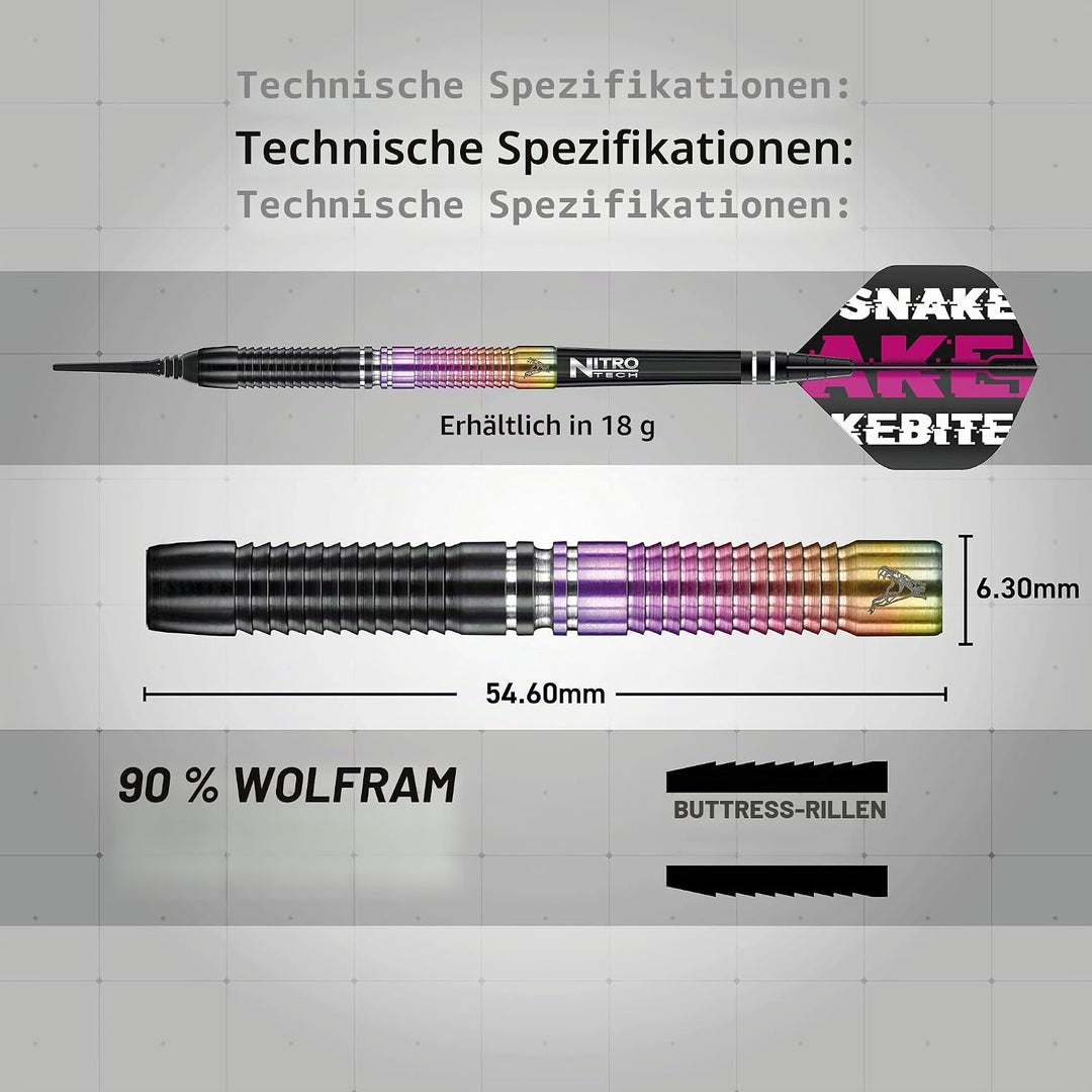 RED DRAGON Snakebite Weltmeister 2020 Auflage Wolframpfeile Einschliesslich Flüge und Stiele 20.0 Gr