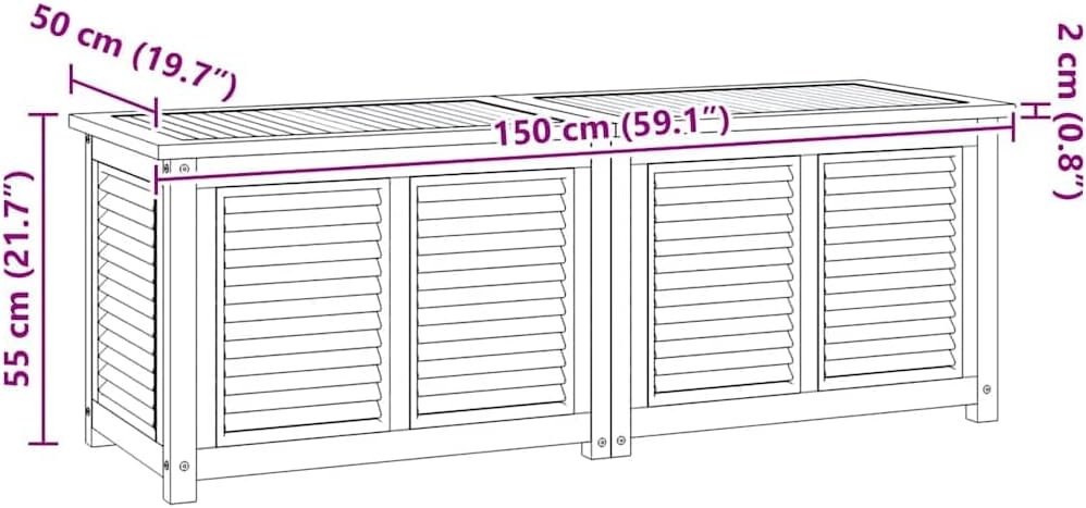 vidaXL Gartenbox, Auflagenbox mit Beutel Stauraum, 150x50x55 cm, Kissenbox Latten-Design, Aufbewahru