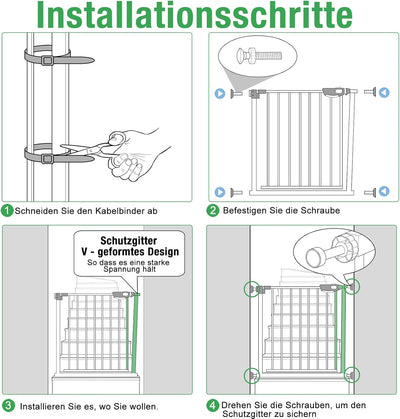 UISEBRT Türschutzgitter Ohne Bohren Treppenschutzgitter für Kinder 75 - 85cm breit, Auto-Close Baby