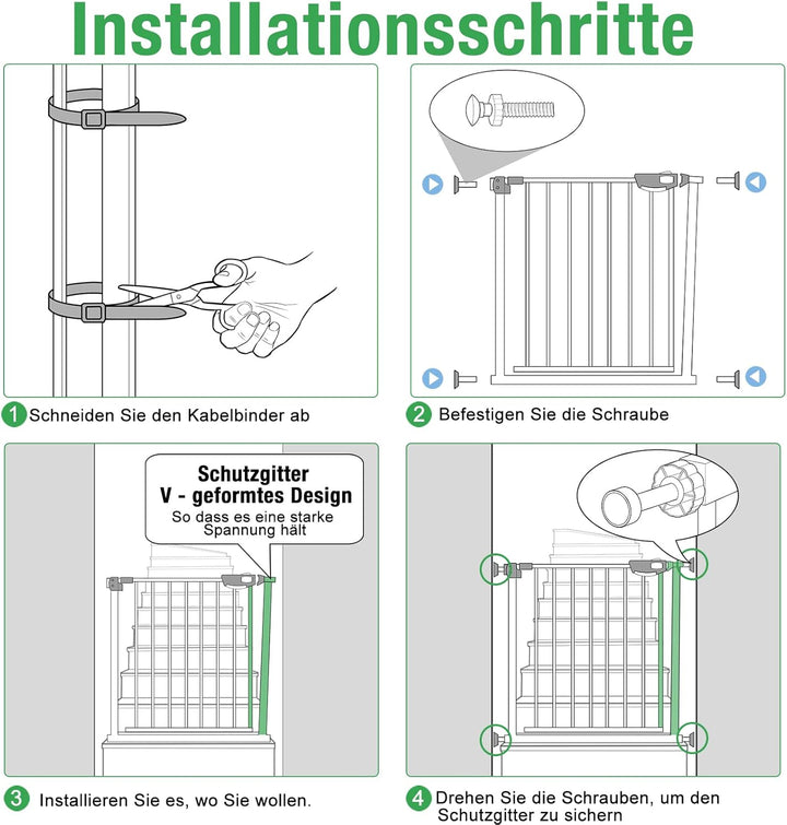 YRHome Türschutzgitter ohne Bohren Treppengitter Treppenschutzgitter für Kinder Türgitter Auto-Close