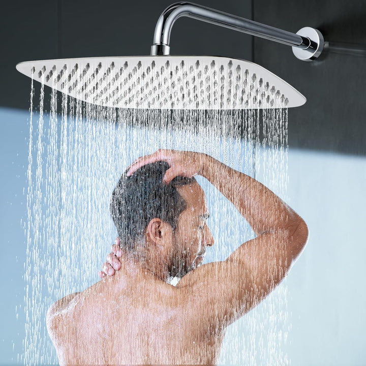 HardiValue Duschkopf Regendusche 14 Zoll (40 x 25 cm), Edelstahl Regendusche Duschkopf, Anti-Kalk-Dü
