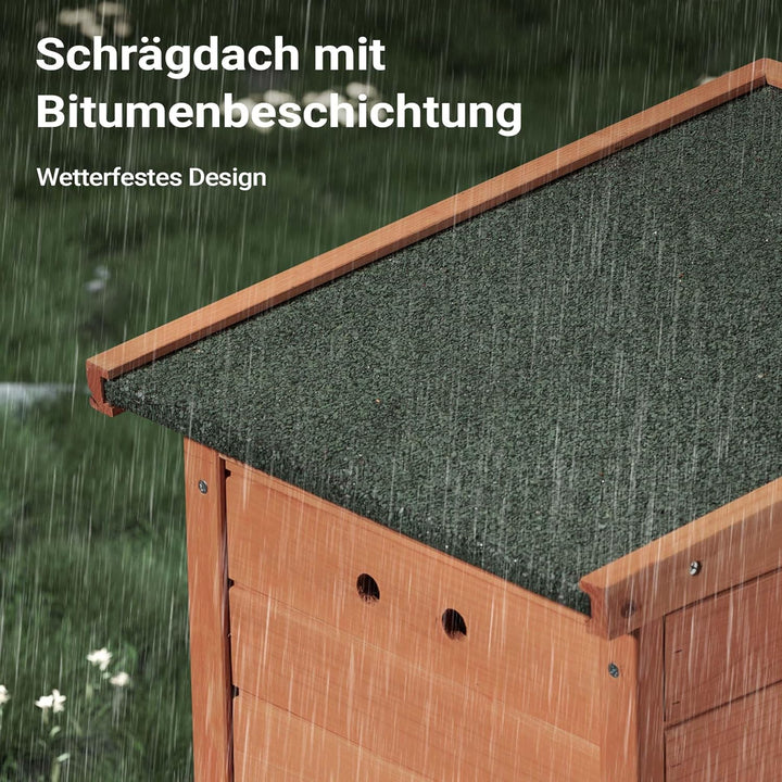 Wiltec Katzenhaus 420 x 515 x 430 mm aus Fichtenholz, Kleintierhaus Kaninchenstall mit Dach aufklapp