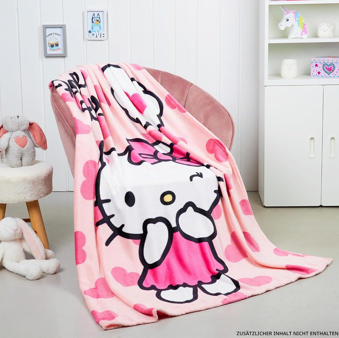 Hello Kitty Kuscheldecke, Flauschige Fleecedecke 150 x 130 cm - Geschenke für Frauen