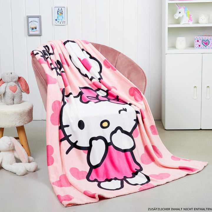 Hello Kitty Kuscheldecke, Flauschige Fleecedecke 150 x 130 cm - Geschenke für Frauen