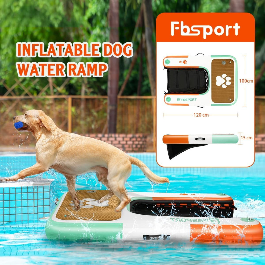 FBSPORT Hunderampe Aufblasbare Hunde Wasserrampe, Hundeboot Rampe Schwimmende Dock Leiter für Pool,