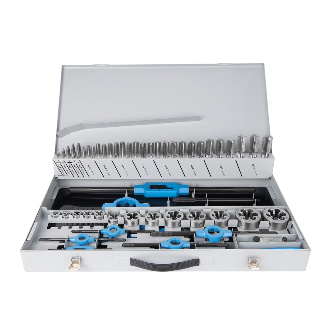 GSR PROFI Gewindeschneidsatz M3-M24, 64-teilig, HSSG Bohrer Set, Mit Vor- Mittel- &amp; Fertigschneider,