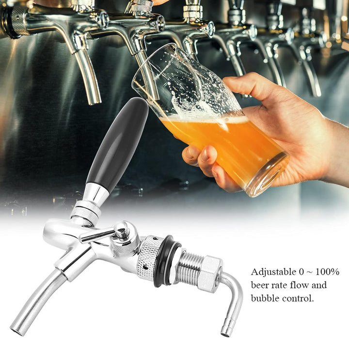 Einstellbare Flusskontrolle Chrome Fassbierhahn Wasserhahn G5/8 Schaft Home Bar Brew Bierfass Dispen