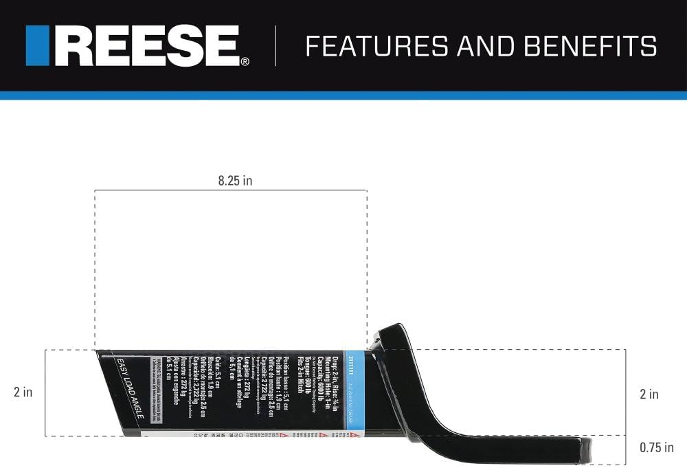 Reese Towpower 21171 Deichsel für Anhängerkupplung, 5,1 cm, Absenkung, 5,08 cm (2 Zoll)