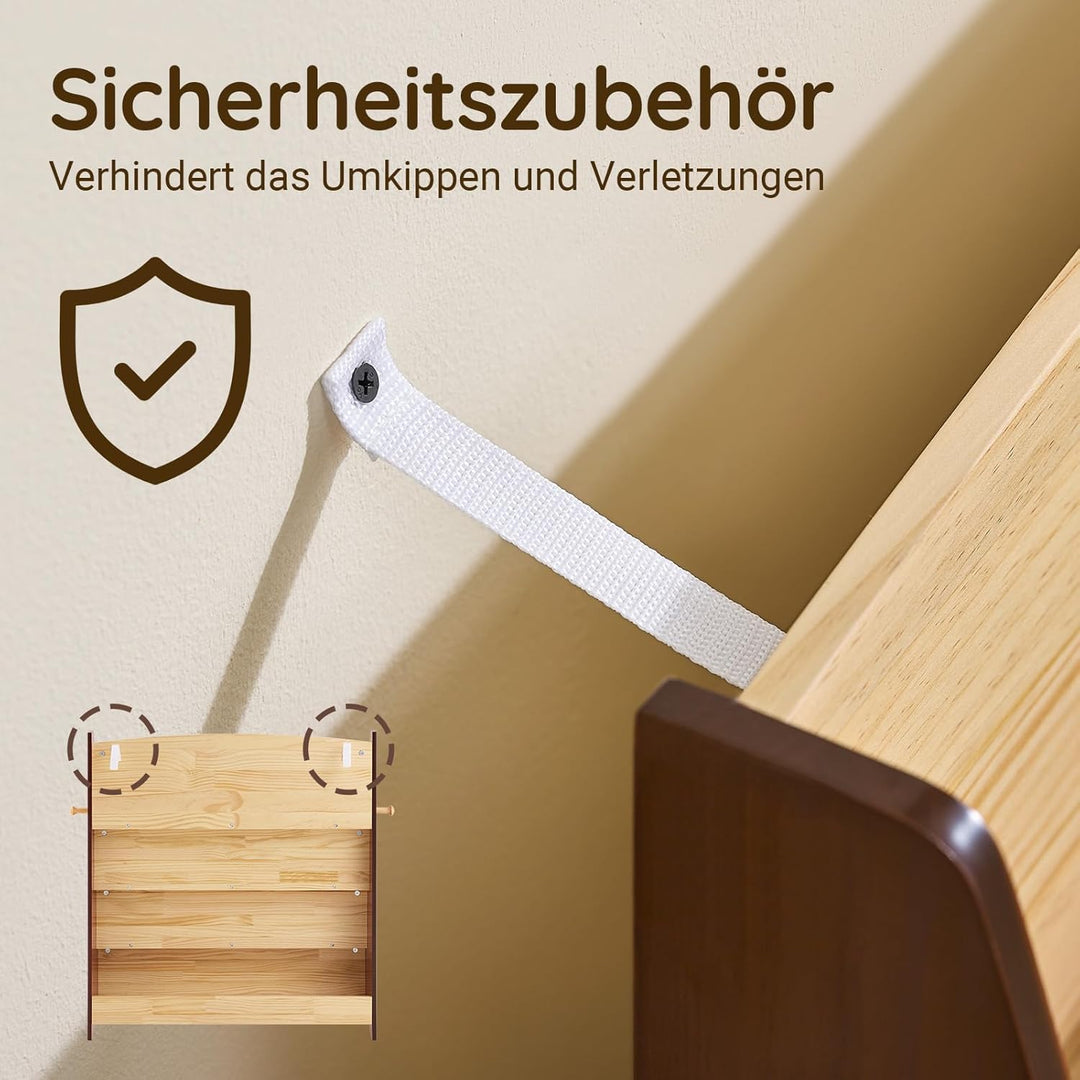 SoBuy Bücherregal Kinder Montessori Kinderregal mit 4 Ablagefächern und 2 Haken Regal Kinderzimmer S