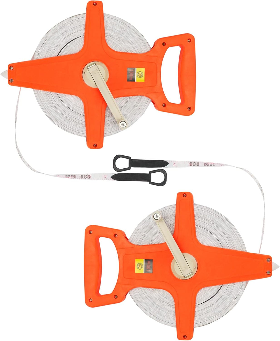 QWORK® 2 Stück Bandmass Fiberglas, Rollmassband, 100M /330 FT, Doppelseitig 2 Stück 100M /330 FT, 2