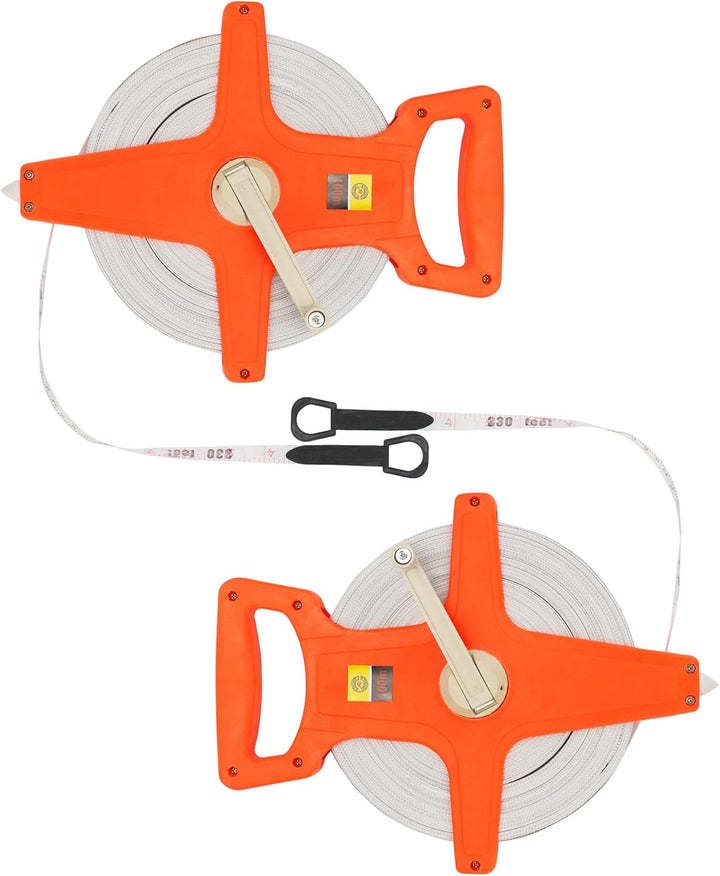QWORK® 2 Stück Bandmass Fiberglas, Rollmassband, 100M /330 FT, Doppelseitig 2 Stück 100M /330 FT, 2