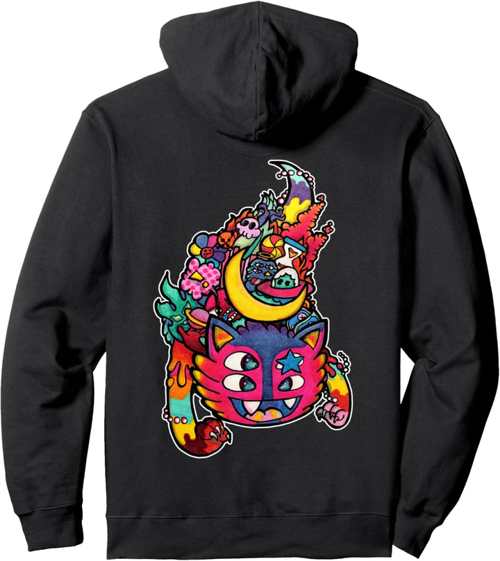 Doodle Art, Comic Zeichnung, Mond Katze, Lustige Monster Pullover Hoodie