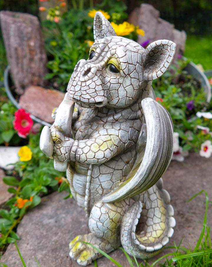 Kremers Schatzkiste Drachenkind Amor mit Pfeil und Bogen Drache Figur Gartenfigur Liebe