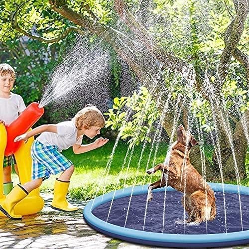 SUOXU Hundepool für Grosse &amp; Kleine Hunde,Planschbecken für Haustiere, 150cm,faltbar,Sprinkler-und S