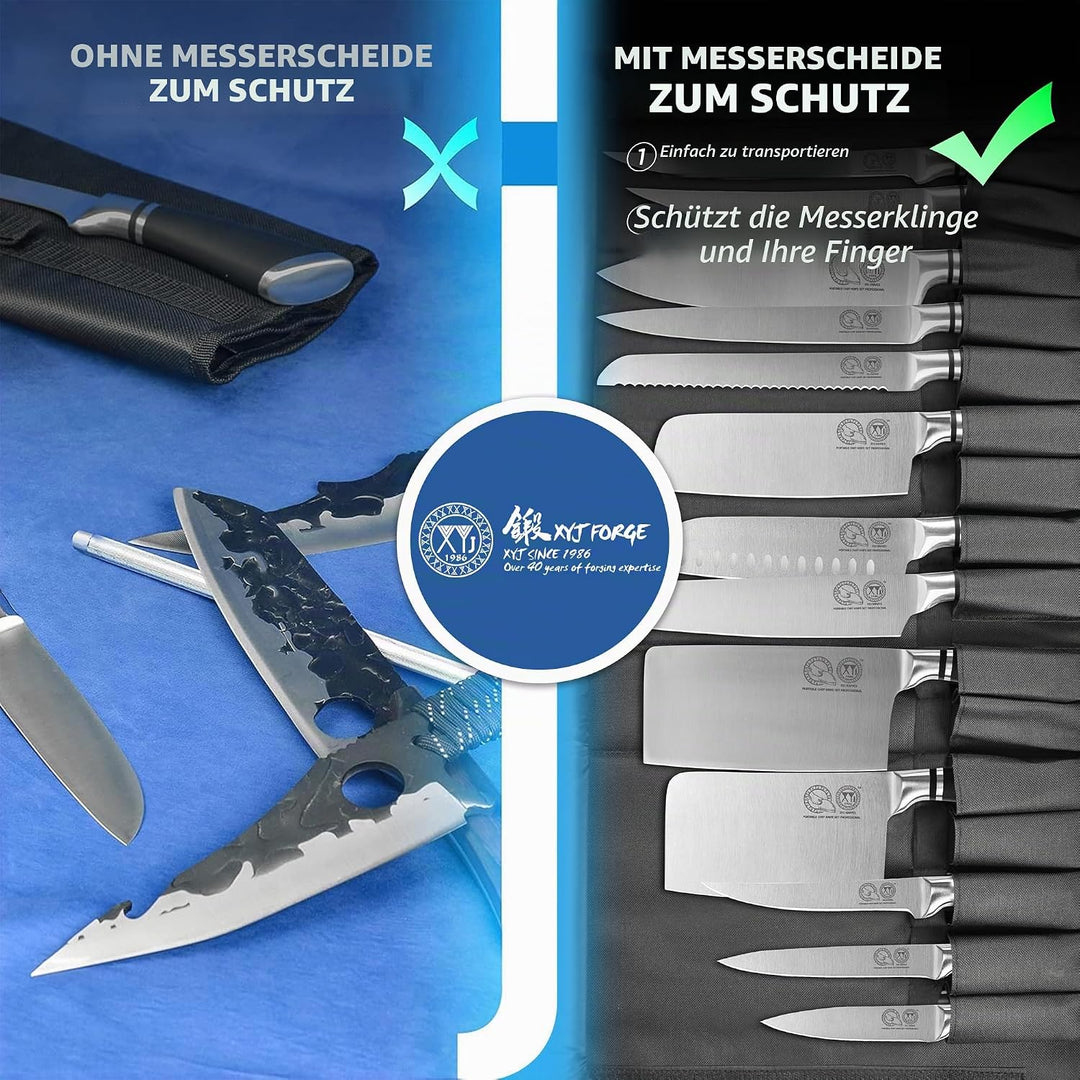 XYJ Professionelle Messersätze mit Rolltasche für Meisterköche Japanische Küchenmesser Fleischbeil S