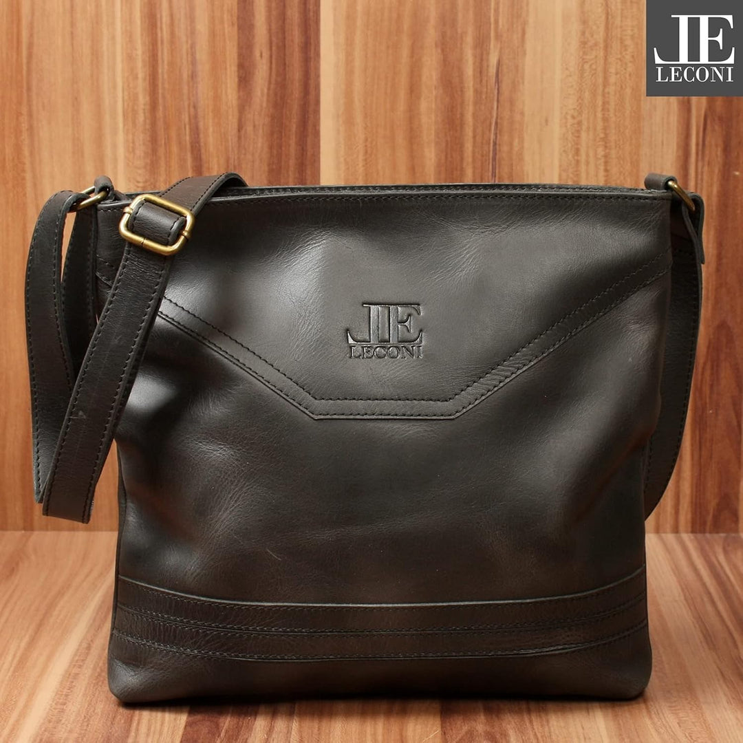 LECONI Schultertasche Damentasche Umhängetasche natur weiche Ledertasche Handtasche Damen Leder 32x2