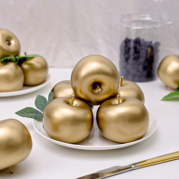 Gresorth 6 Stück Künstlich Gold Apfel Fälschung Äpfel Obst Zuhause Party Christmas Dekoration, Gold