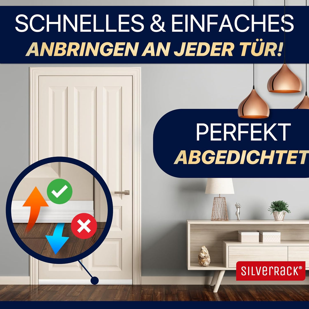 SilverRack Zugluftstopper für Türen Transparent [5X 1m] - Zuschneidbare Türdichtung selbstklebend -