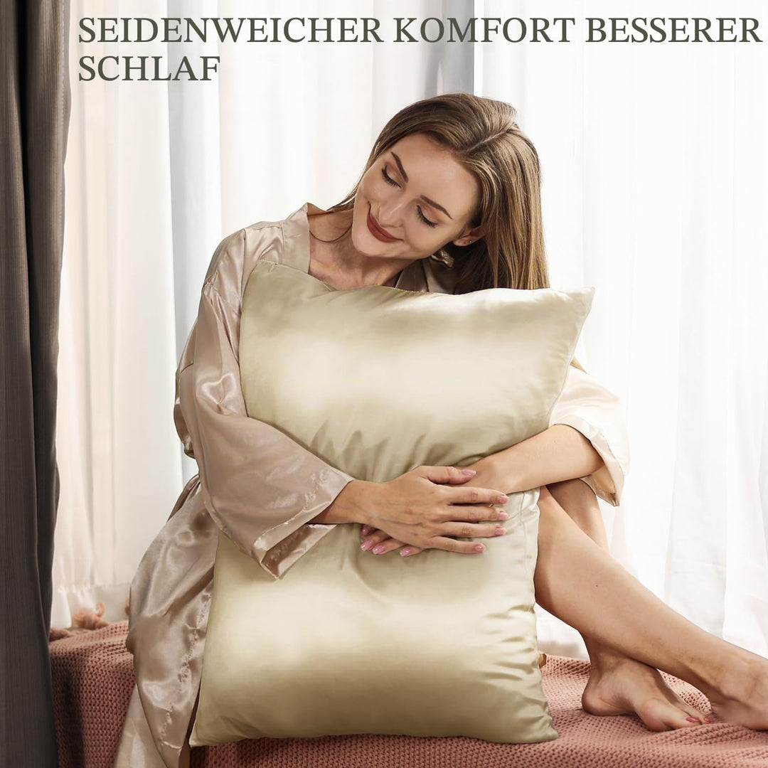 Adubor Seidenkissenbezug 40x80cm für Haar und Haut, mit verstecktem Reissverschluss, beide Seiten, 2