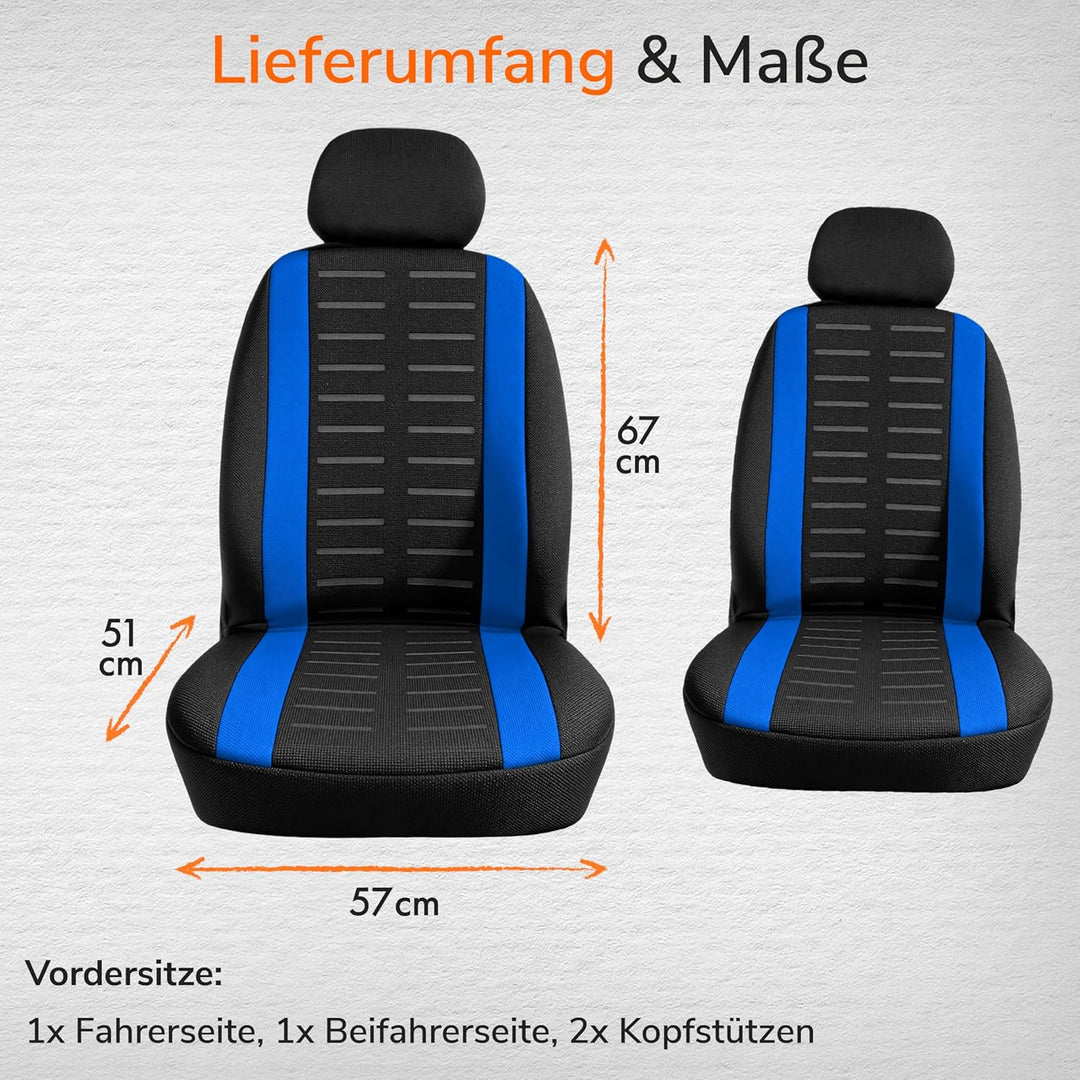 Upgrade4cars Autositzbezüge Set für die Vordersitze Version 2026 | Auto-Schonbezüge Universal in Bla